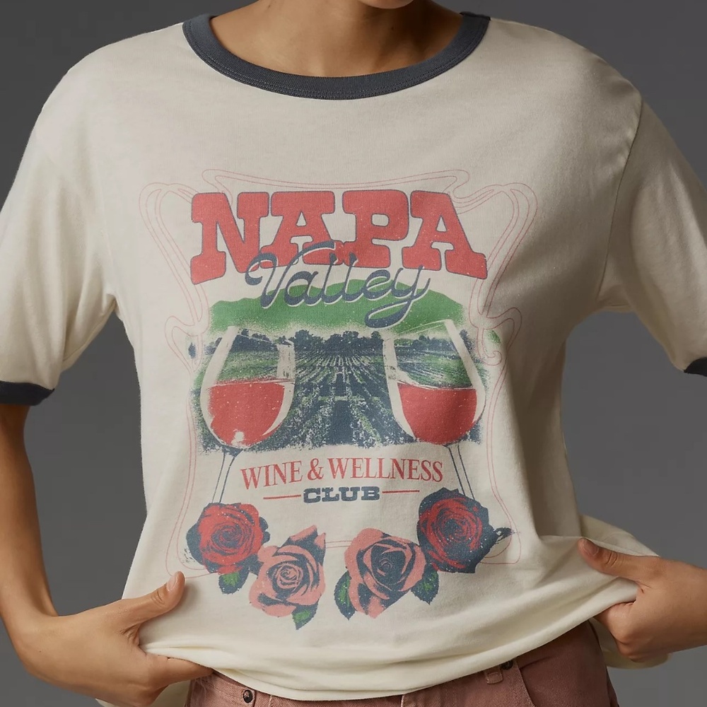 Anthropologie Girl Dangerous Size S Napa Valley Ringer Ivory T-shirt BNWT